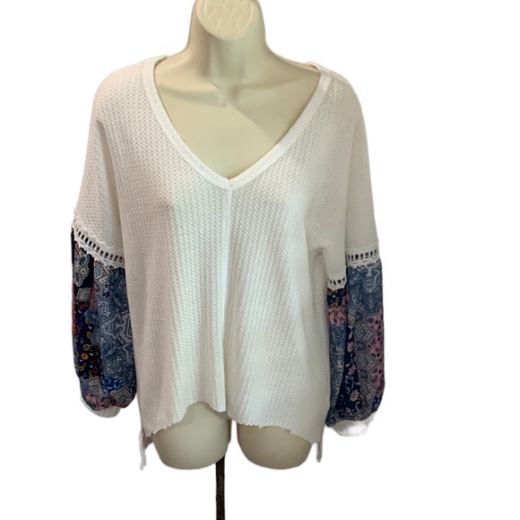 MIHOLL Women's Casual Tops Printed‎ V Neck T Shirts Loose Pullover Sweater Small - Picture 1 of 8